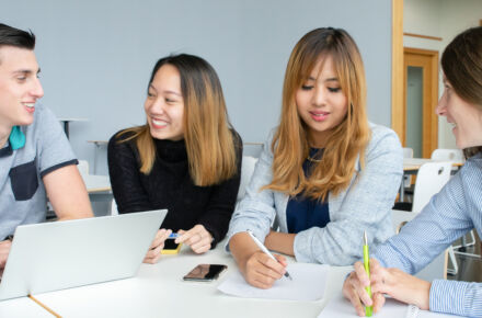 Internatiol Business students working in a group