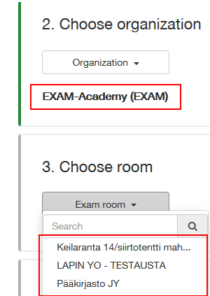 EXAM choose exam room