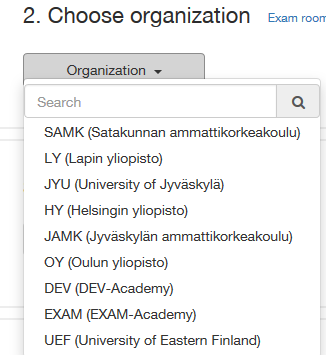 EXAM choose organization
