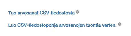 Pika-arviointi CSV-tiedostona