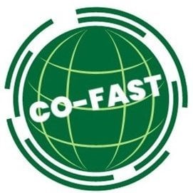 Pyöreä vihreä logo jossa teksti co-fast