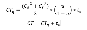 Kaava: 〖CT〗_q=(〖(C_a〗^2+〖C_e〗^2))/2*(u/(1-u))*t_e
CT=〖CT〗_q+t_e
