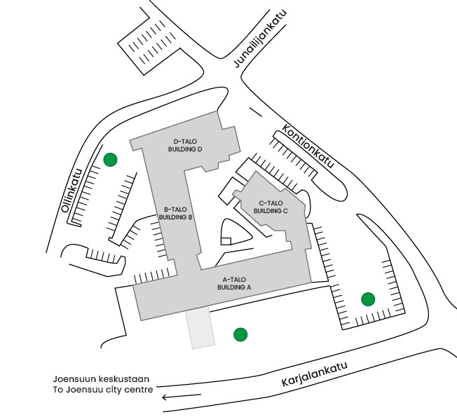 Photo shows where assembly areas of Wärtsilä campus takes place in the event of the fire or other accident