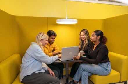 Four students studying