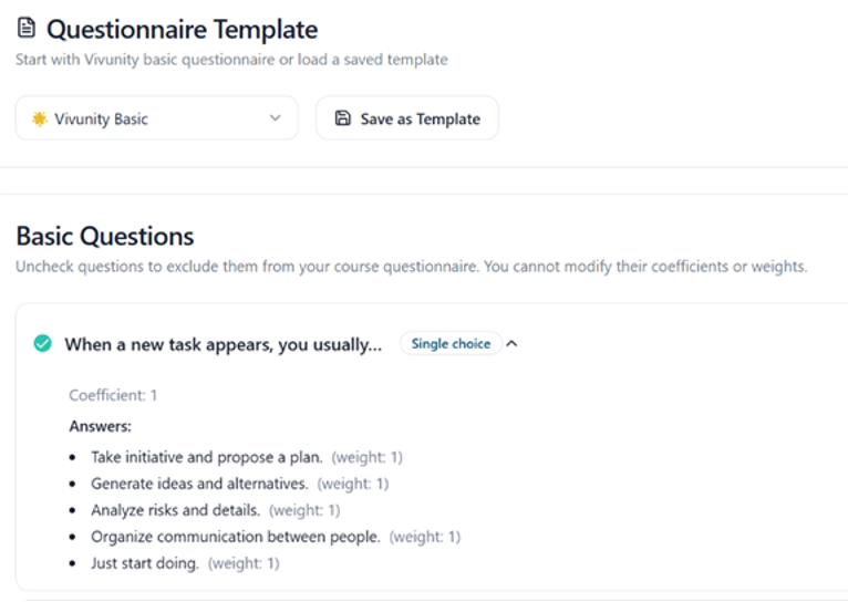 Questionnaire template